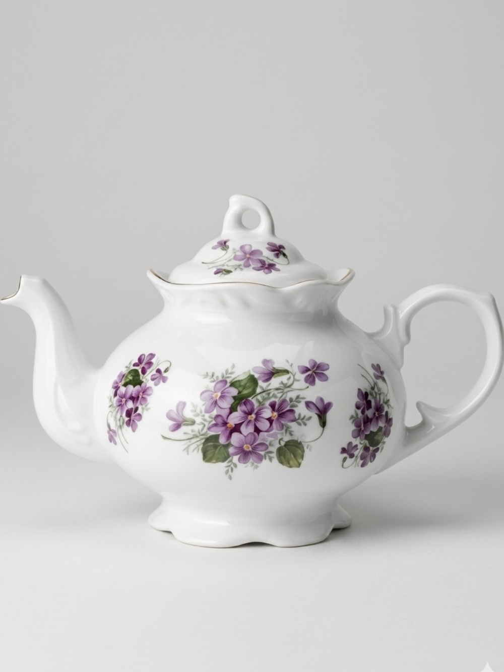Arthur Wood Staffordshire English Floral Teapot Purple Violets Vintage 6432